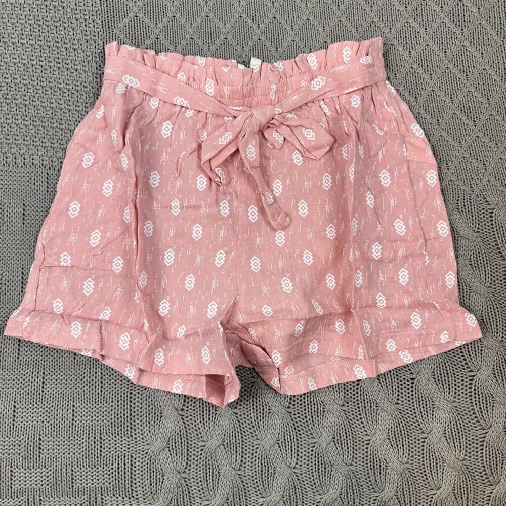 Hayden Girls Printed Paperbag Tie Belted Shorts